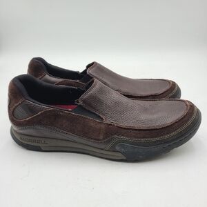 B17 Merrell Mens Espresso Brown Slip On Moc Toe Loafer Shoes Size 12 J39473